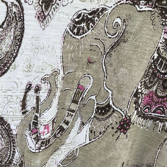 Chico's Women's Paisley Scoop Neck Blouse Size 2 (L) Multicolor Short Sleeve - Picture 6 of 8